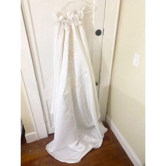 Gloria Vanderbilt Women's Vintage Beaded Wedding Dress W/Detachable Train - 6 - Picture 12 of 17